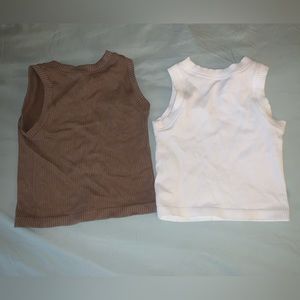 White and tan sleeveless tops